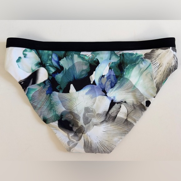 CALIA Ocean Iris Low Rise Bikini Bottom with Black Waistband Fully Lined NWOT - Picture 3 of 8